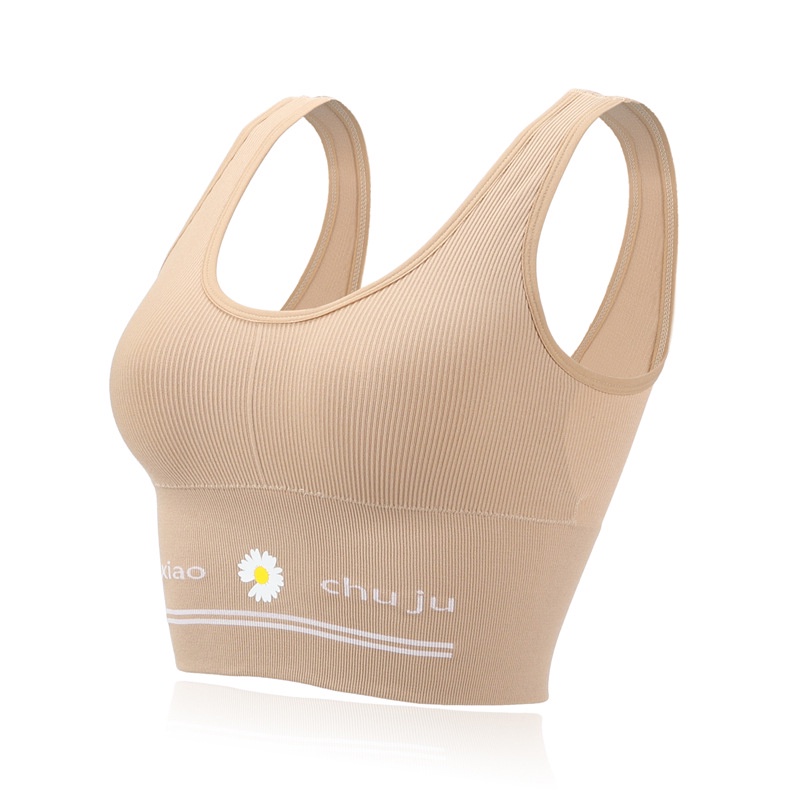 BRA532 Bra Tanpa Kawat Pakaian Dalam Wanita Polos Motif Bunga Tali Tanktop Crop Bra Olahraga Sportbra Gym