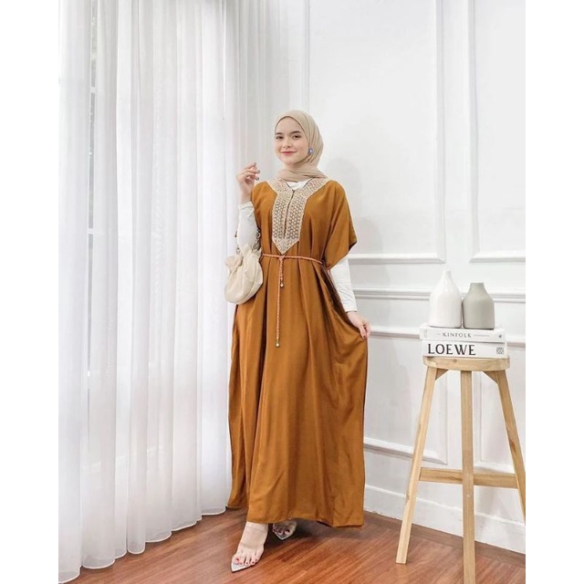 Aferostore daster kaftan renda rajut