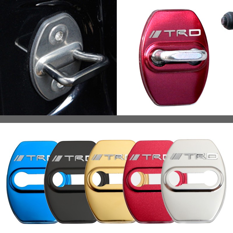 4pcs Cover Pelindung Kunci Pintu Mobil Logo TRD Bahan Stainless Steel Untuk Toyota Venza PRADO PRIUS HIGHLANDER Previa COROLLA