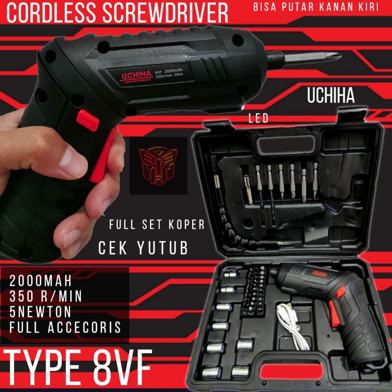 Bor Obeng Baterai Mini Cordless Screwdriver Uchiha Electric