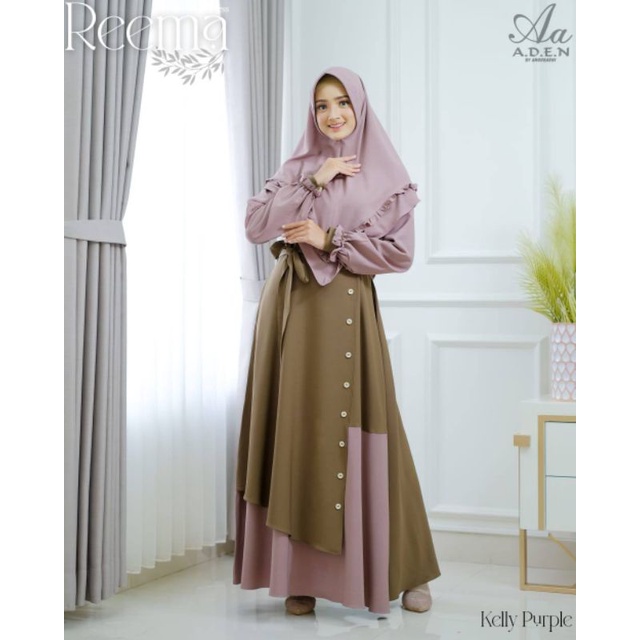 Aden Hijab Gamis Wanita Reema Set Khimar Terbaru Bahan Lassie Zara Elegant