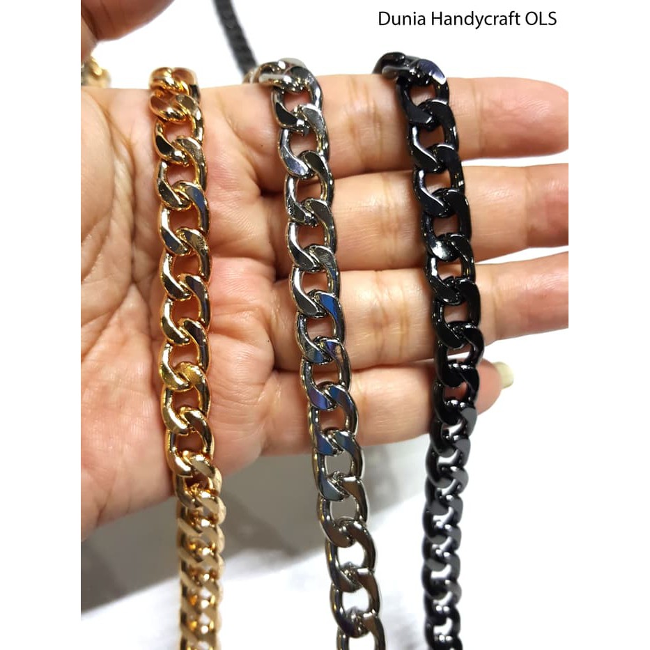 Rantai Tas Gepeng BESAR - Rantai Selampang Tas gold, hitam dan silver