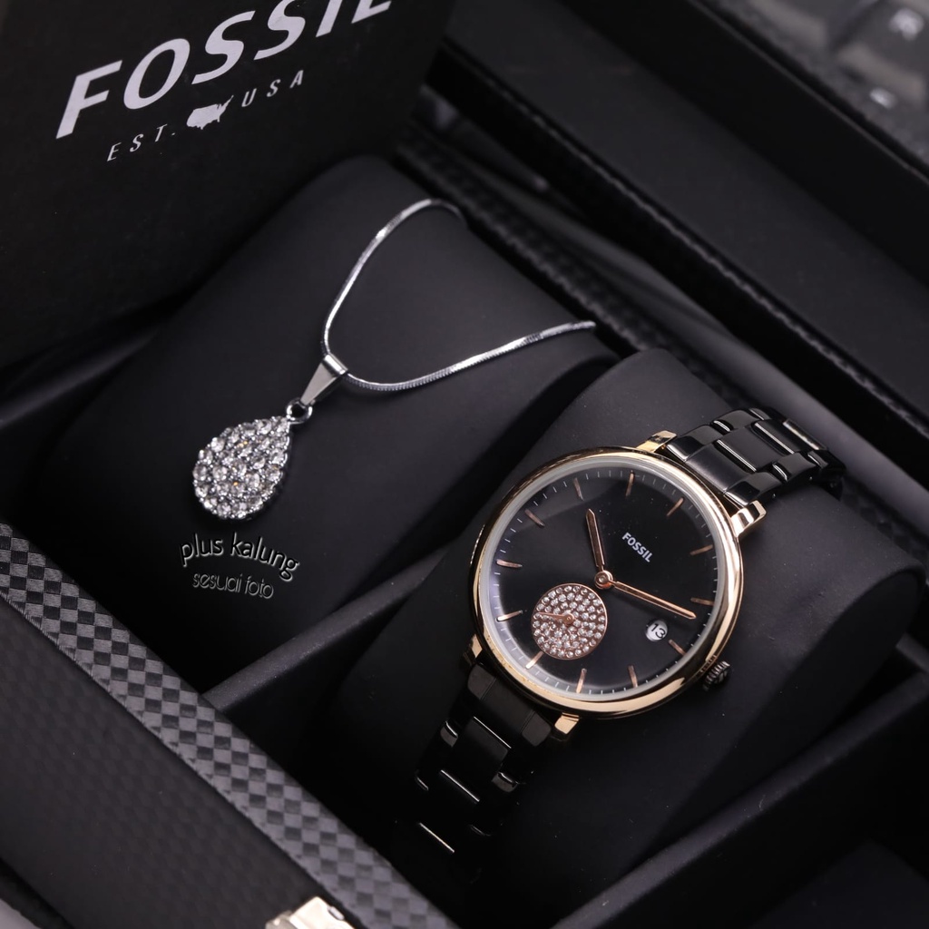 Jam Tangan Wanita Fashion L31051S Tali Rantai Case Segi Tanggal Aktif Free Box Kalung &amp; Baterai