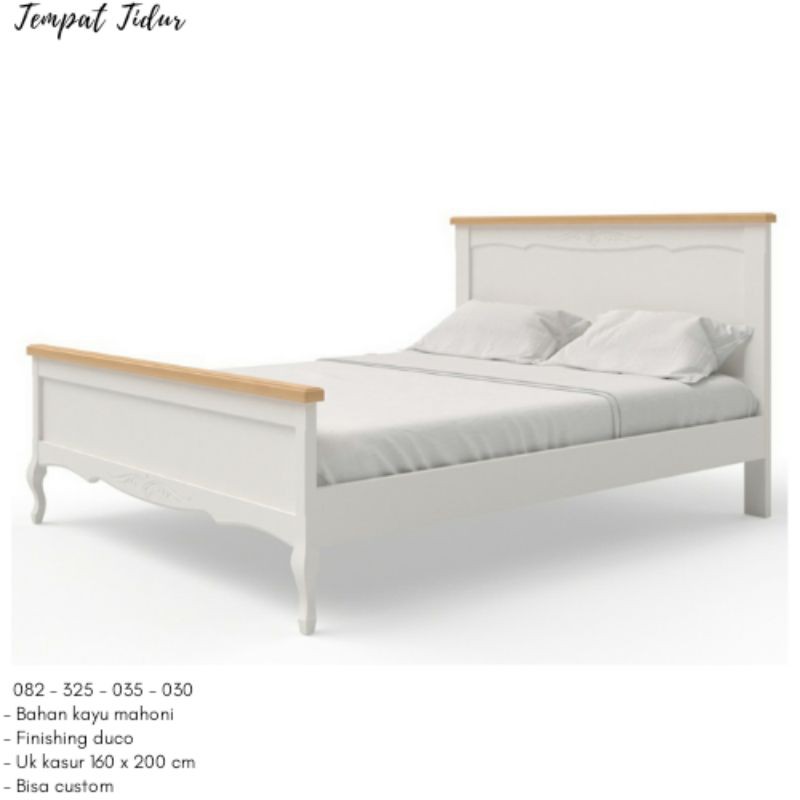 Tempat Tidur Dewasa Minimalis No 2, Ranjang Tidur Kayu Jepara Cat Duco, Dipan Single Murah Anak Cewe