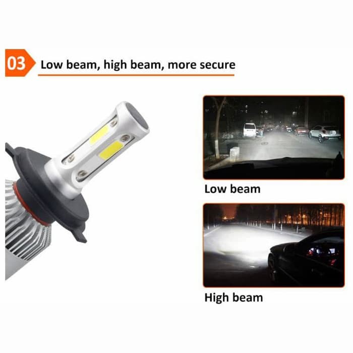 Lampu Mobil Led Mobil Headlight Lampu Utama Mobil COB 72W 8000 Lm socket H4 2 buah HI Lo