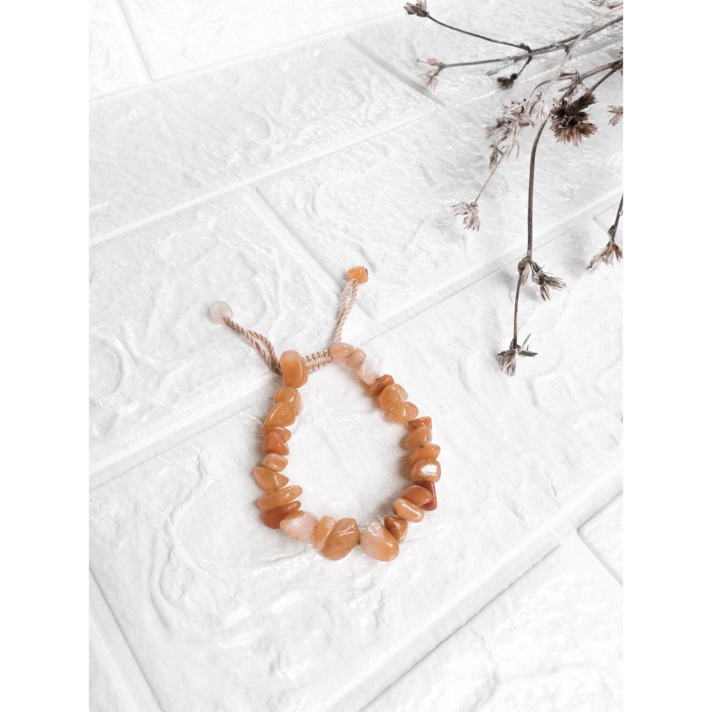 Gelang tali Etnik / Gelang Batu Kerikil Asli /Gelang batu chip / Gelang batu vintage/ Gelag abstrak / Gelang batu pecah/gelang murah-Brown Chalsedony (ge