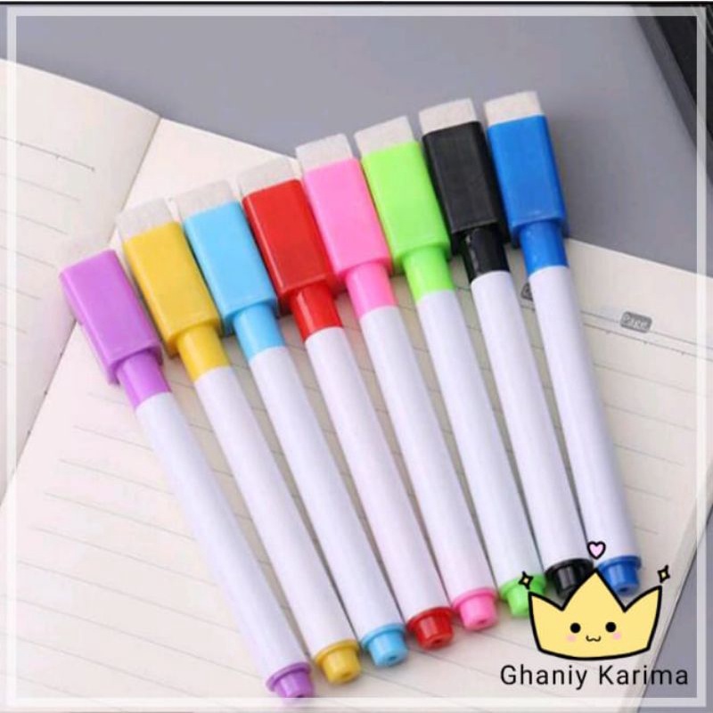 

Ghaniy | 1 Set = 8 pcs Spidol Wipe Clean Mini + Penghapus Spidol Grosir Warna Alat Tulis Kantor Murah ATK