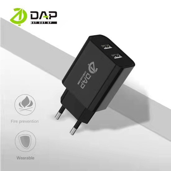 DAP D-A4 Wall Charger Dual Output Fast Charging 2.4A - 1 Kotak 20 Pcs