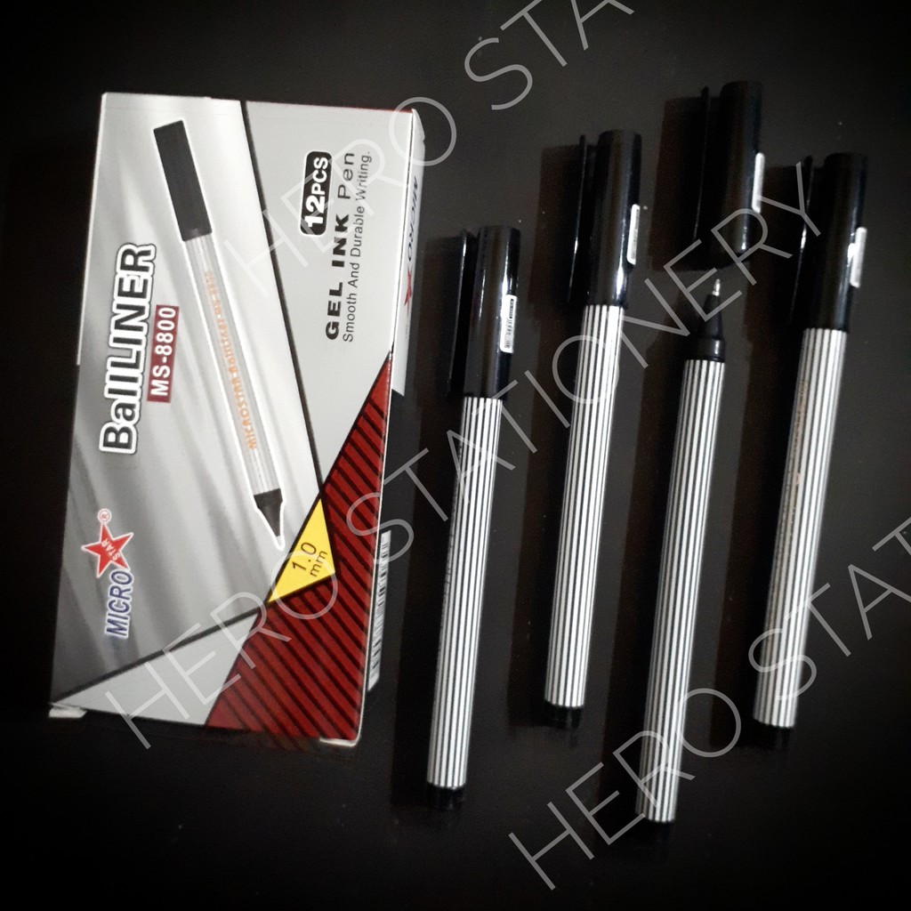 

Microstar ballpoint pen ball liner 1 mm tinta hitam . 12 unit