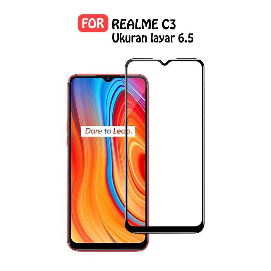 Tempered Glass Full for Realme C3 Tempered Glass 9D Full Layar