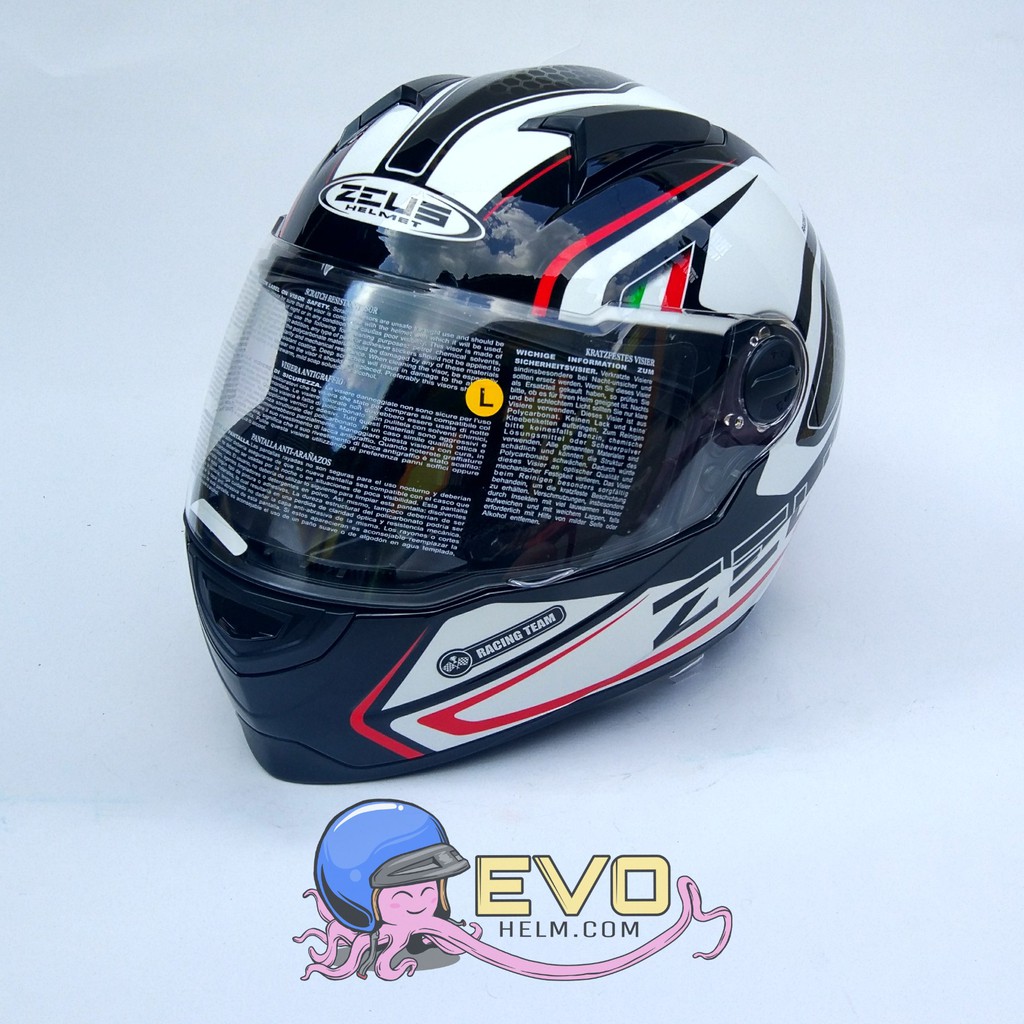 HELM ZEUS FULL FACE BLK AL3  RED - FREE SMOKE VISOR ZEUS ORIGINAL ( ONGKIR 2KG )