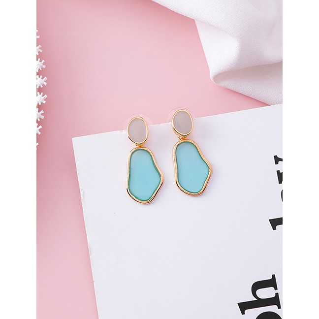 LRC Anting Tusuk Fashion (irregular Oval) 925 Silver Needle Drip Transparent Earrings F4872X