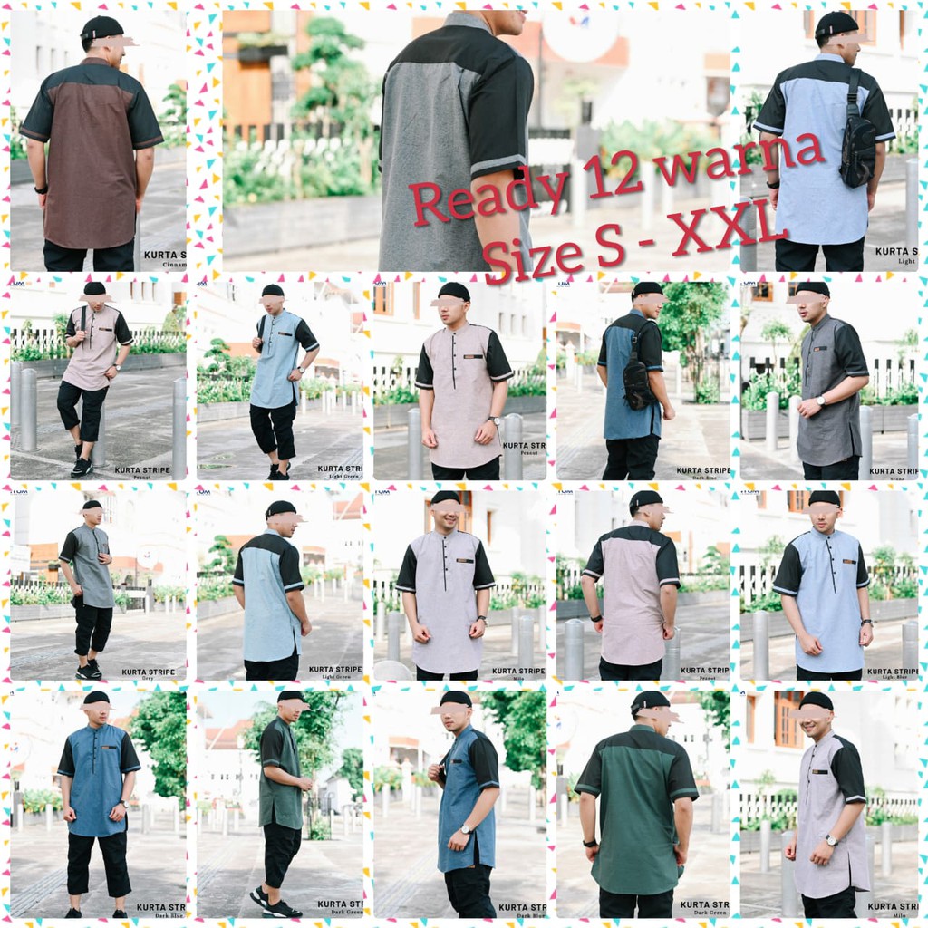 baju koko muslim laki laki dewasa kurta strip Antum ukuran baju koko muslim laki laki dewasa kurta strip Antum ukuran