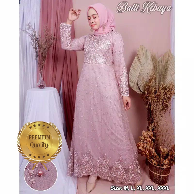 Arimbi L XL XXL Gamis Full Brukat Tile Desawa Remaja XXL Premium Jumbo Kondangan Pesta Pernikahan Ha
