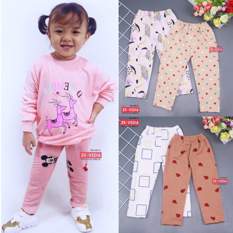 Legging Nara uk Bayi - 15 Tahun / Leging Motif Celana Ketat Panjang Lejing Laging Anak Perempuan Premium