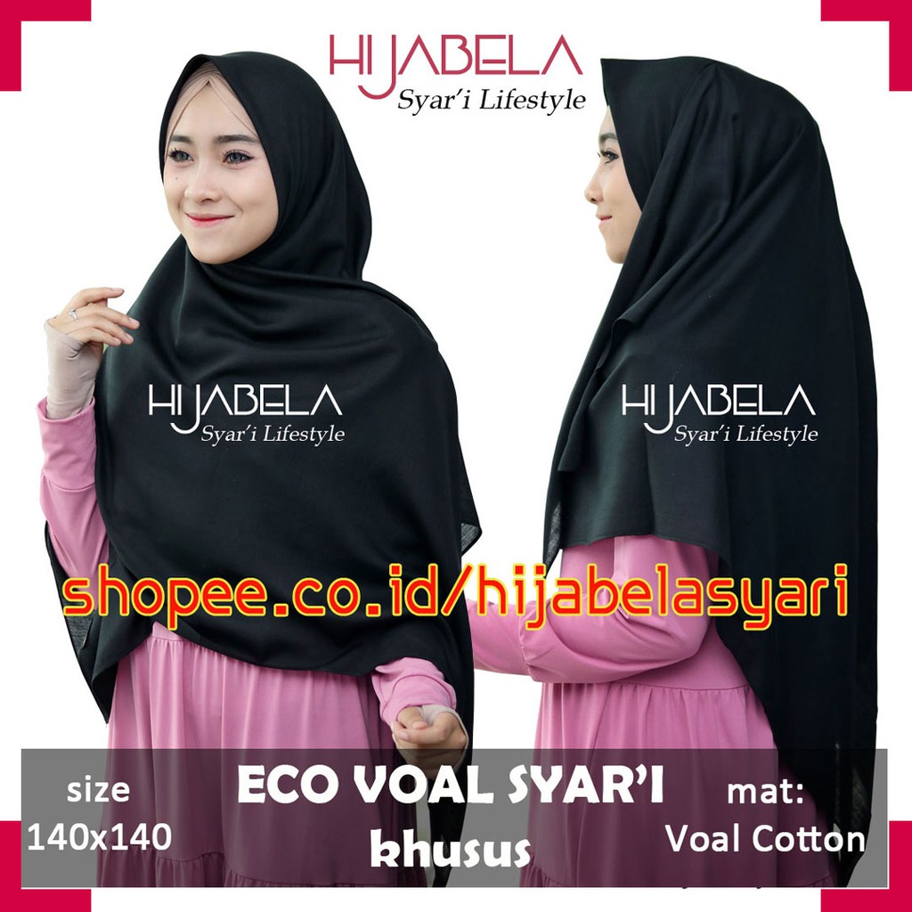 Jilbab Segiempat Voal Polycotton Jumbo Saudia Syari Khusus Hijab