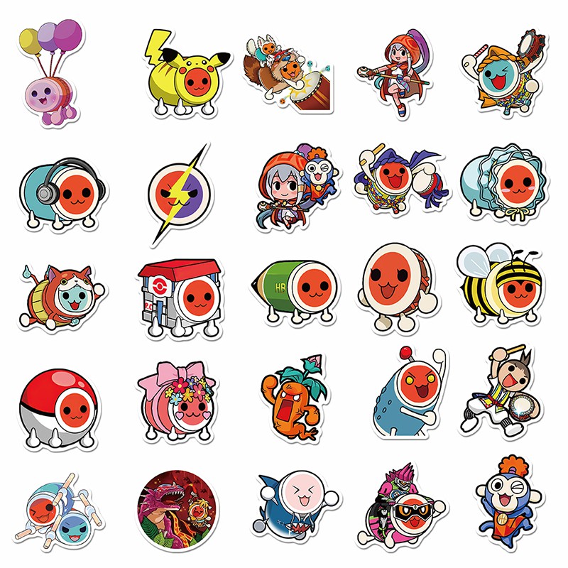 50 Pcs Stiker Desain Kartun Game Taikonotatsujinportabl Tahan Air Untuk Dekorasi Laptop Skateboard Gitar