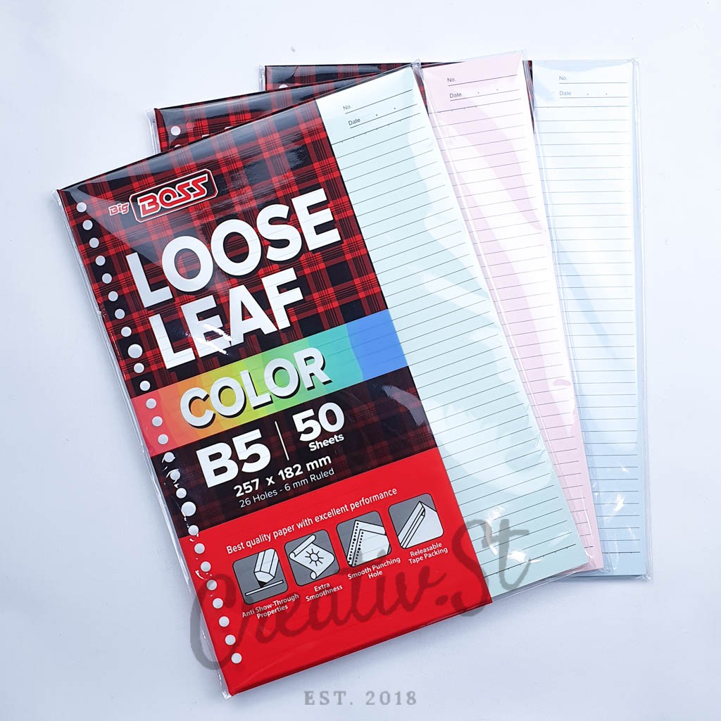 

BIG BOSS Loose Leaf Warna B5 50 Lembar 26 Ring Isi Binder