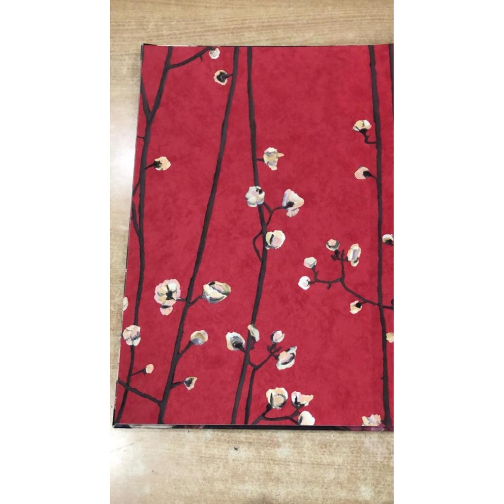 wallpaper dinding motif bunga bunga sakura salur