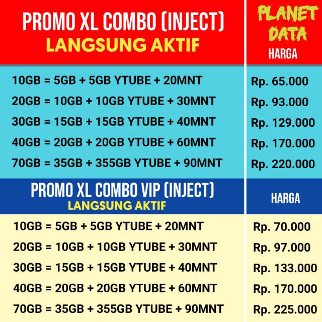 PROMO PAKET XL COMBO MURAH BANGET 10GB/70GB