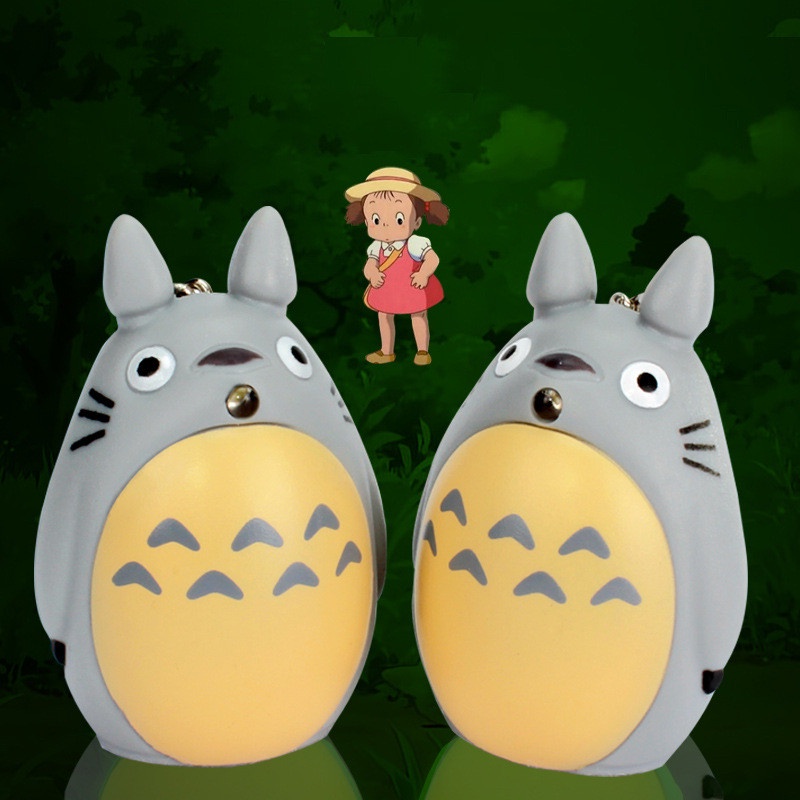 1pc Gantungan Kunci Action Figure Anime Spirited Away Totoro Dengan Lampu LED + Suara