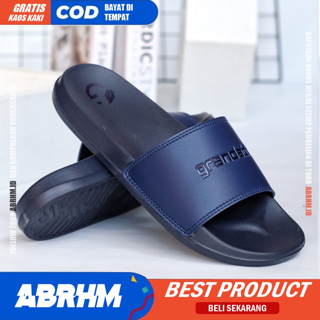 ABRHM x SHIRO Sandal Slide Pria Sandal Slop Pria Kulit Pu Sendal Selop Cowok / Cowo Kekinian