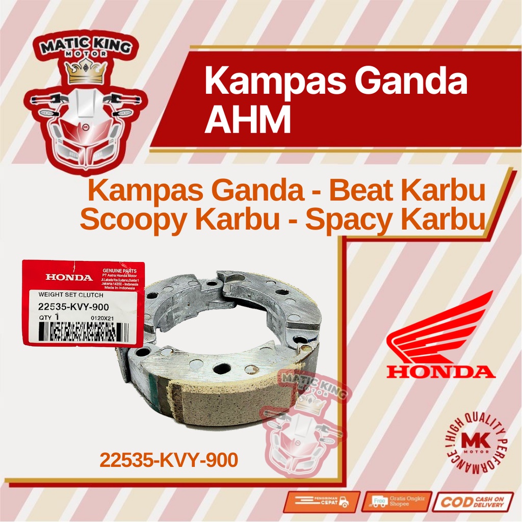 Kampas ganda kopling Honda Beat Scoopy Spacy 110 Karbu asli AHM 22535-KYV-900