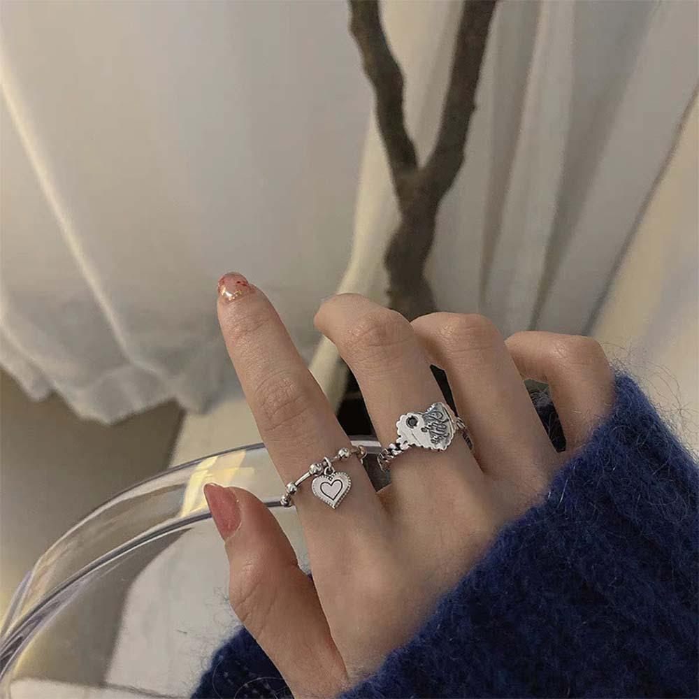 Mxbeauty Cincin Terbuka Pasangan Hadiah Gadis Hati Perempuan Romantis Perhiasan Fashion