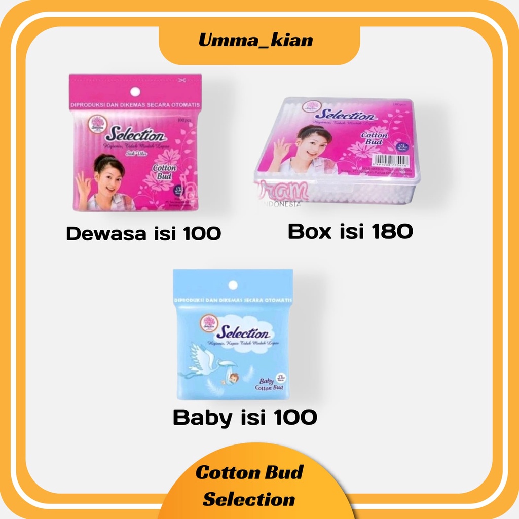 Cotton Bud bayi &amp; Dewasa isi 100 Selection korek kuping