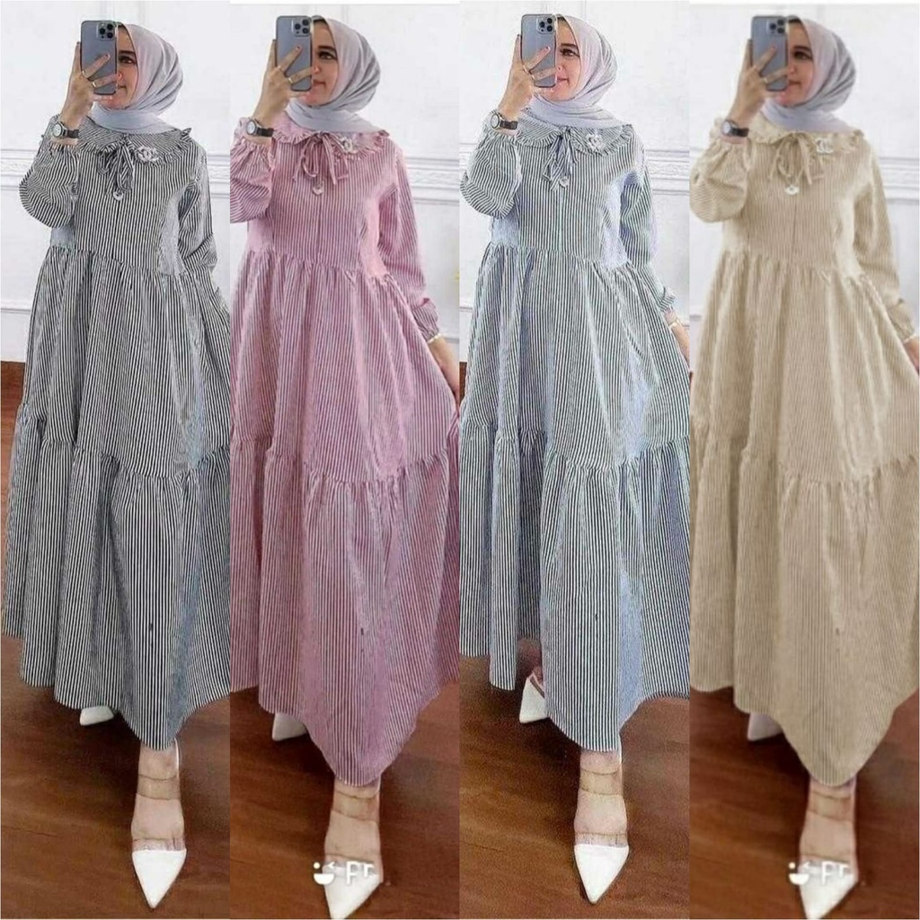 DRESS WANITA CANTIK CASUAL TRENDY DRESS TYARA MIDI SALUR ED