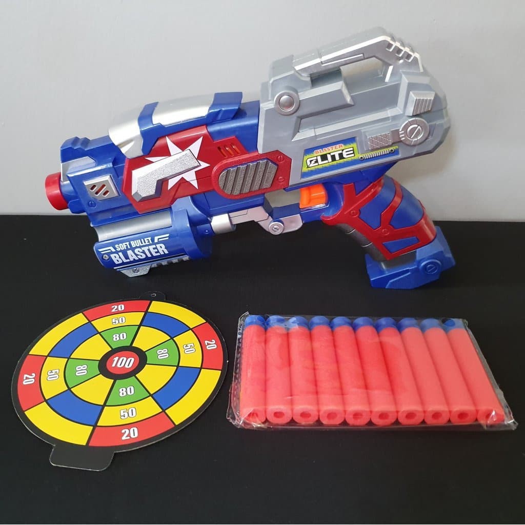 Mainan Pistol Nerf Blaster Avangers Captain America. tembakan kencang