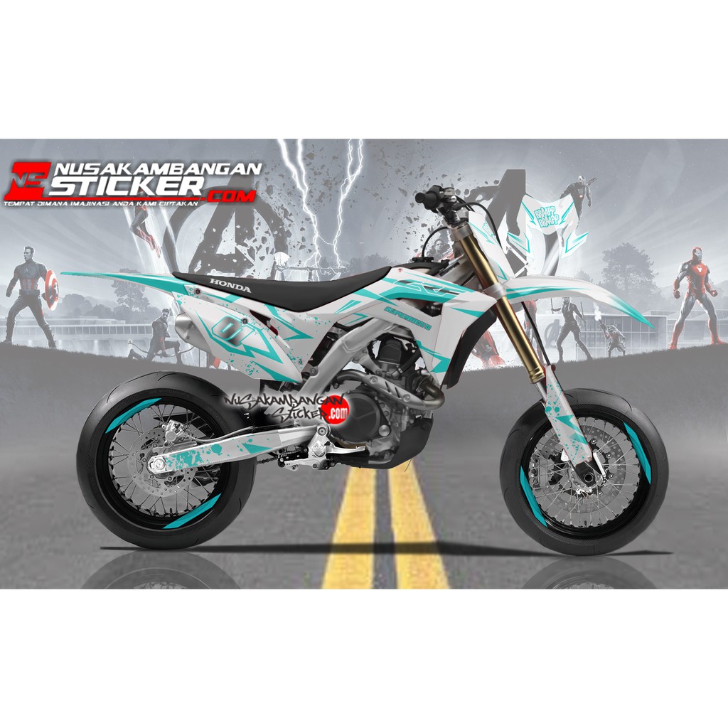 Decal sticker CRF 150 L putih Grafis Hijau Tosca Stiker Full Body