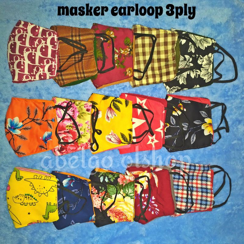 GROSIR MASKER- masker kain earloop 3ply motif /masker kain 3 lapis/masker kain karet kuping