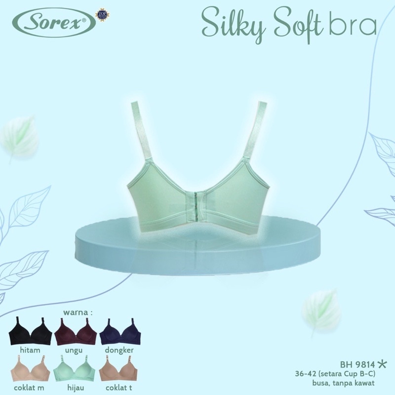 Sorex Bra Cup Besar Tanpa Kawat Busa Kait 3 Setara Cup B-C Silky Soft Bra Harian BH 9814 / Pakaian Dalam - BRA WANITA