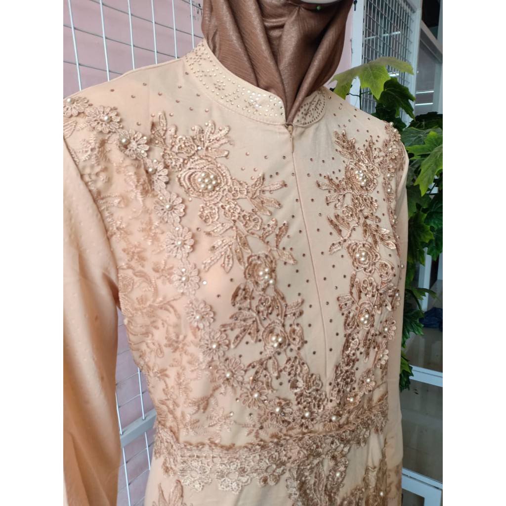 Gos GAMIS BROKAT Baju Muslim Wanita Dress Wanita Pakaian Muslim Wanita - 912