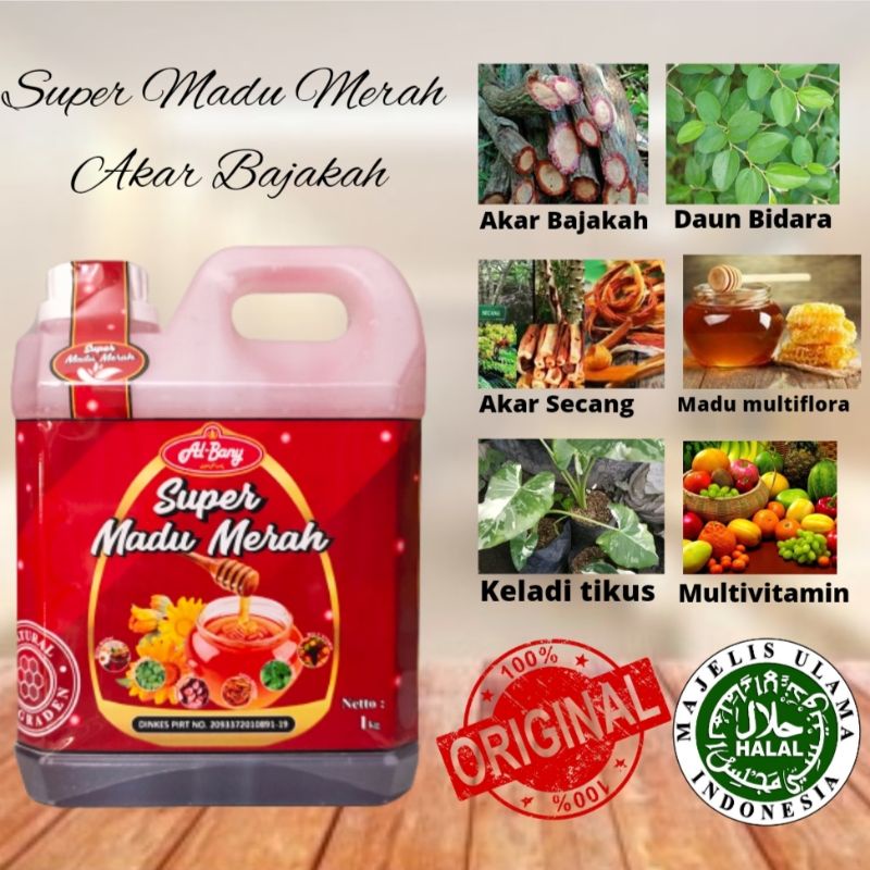 Super Madu Merah Al-Bany Plus Akar Bajakah Nett 1000gr