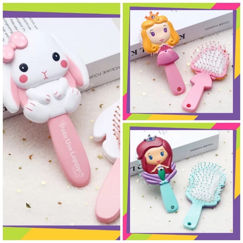 Sisir Rambut Premium Anak Hair Comb Kids 3D princess putri Sisir Detangler 3D Sisir Kesehatan Sisir 3D Pijat Disney Kartun Bahan Plastik