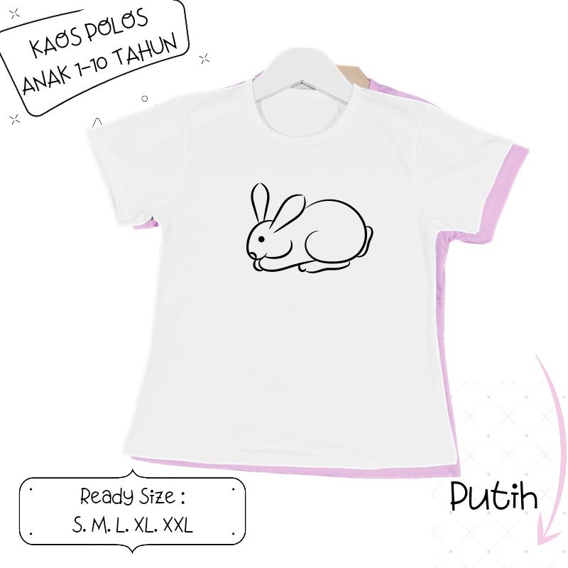 Baju Kaos Anak Cewek 3-12 tahun sampai Dewasa Jumbo RABBIT