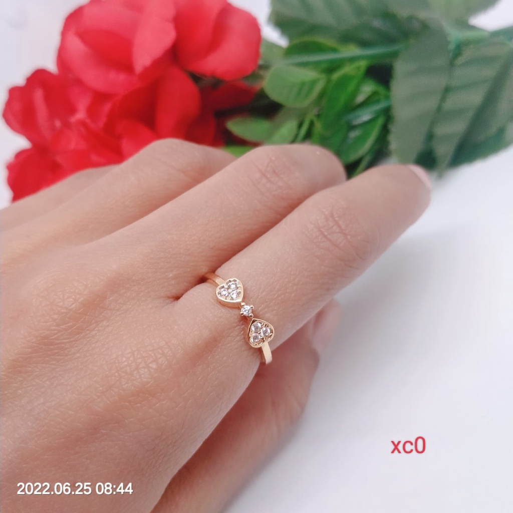 Cincin Wanita size 5 Titanium Xuping Perhiasan Aksesoris fashion lapis emas Anti Karat