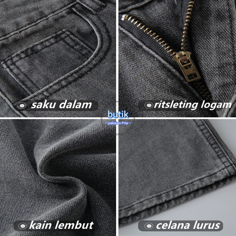 Celana Panjang Jeans Hitam Denim Vintage Straight Jeans Korean Style Fashion Celana Oversize Pria Wide Leg Jeans Premium Jeans Pria Celana Gombrong Pria Celana Jeans Cowok