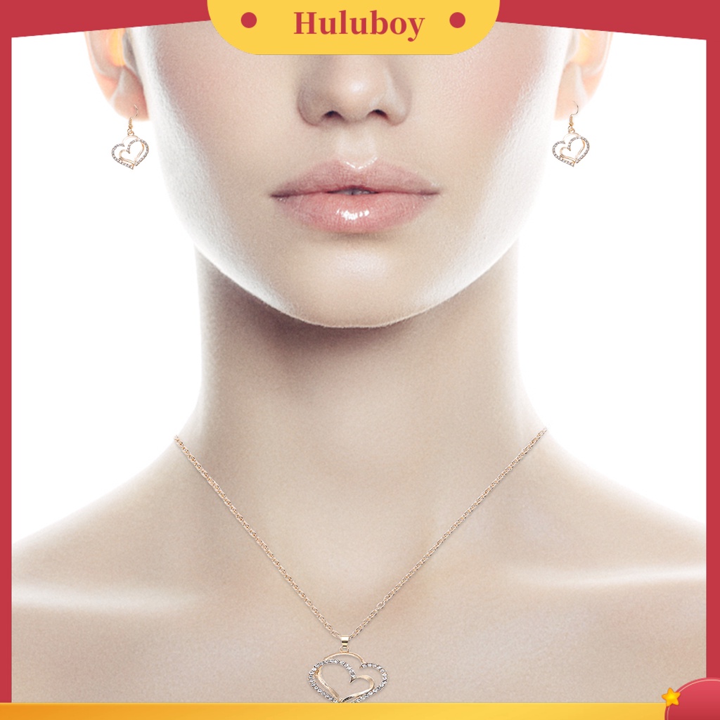 Hu Hu Hu Hu Hu Alat Bantu Pasang Kacamata♡ 1 Set Anting Kait Gantung Wanita Desain Hati Ganda 2 Warna Gaya Musim Panas Untuk Pernikahan