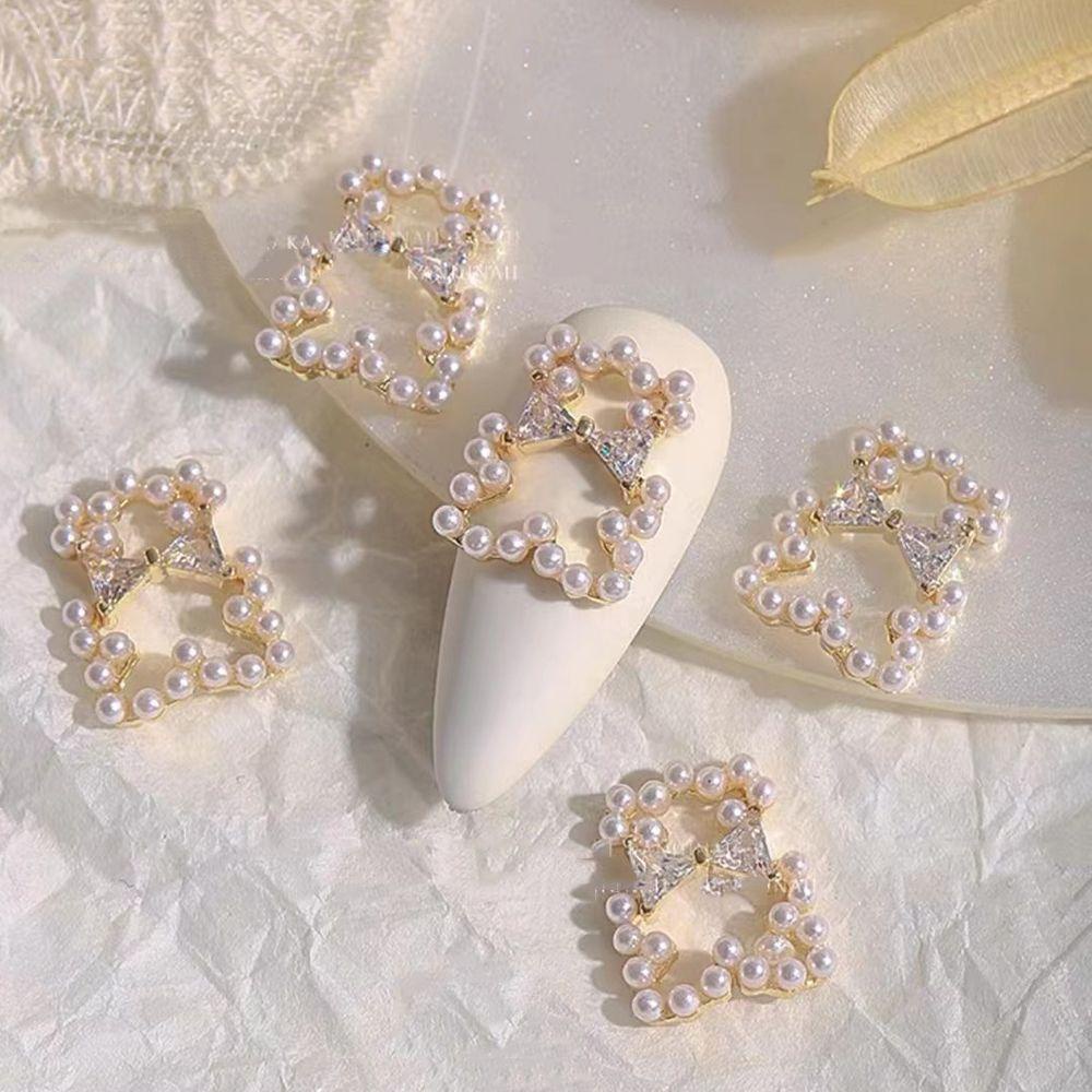 AUGUSTINA Agustin 3D Dekorasi Nail Art Cinta Hati Mewah Wanita Manicure Aksesori Salon Hiasan Kuku Nail Rhinestones