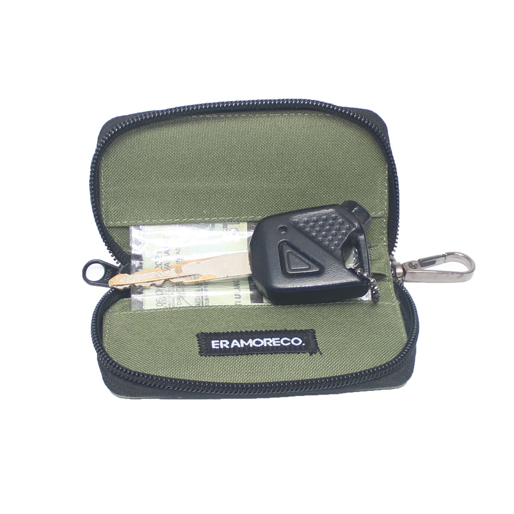 EMDS120 Gantungan Kunci Remote motor mobil keyless Dompet STNK -  HIJAU ARMY