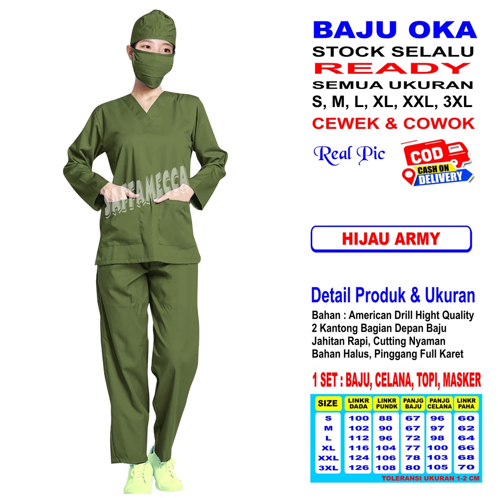 BAJU OK   BAJU OKA   SCRUB MEDIS   BAJU JAGA  BAJU MEDIS  LENGAN PANJANG HJ READY