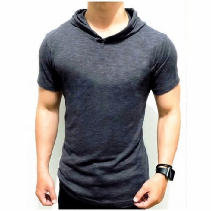 Baju kaos Hoodie topi kupluk cowok pria lengan pendek
