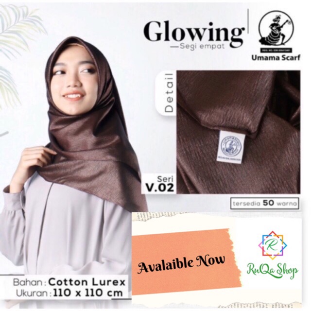 Hijab Segiempat - Jilbab polos - Cotton Lurex - Cornskin Shiny - Glowing Umama