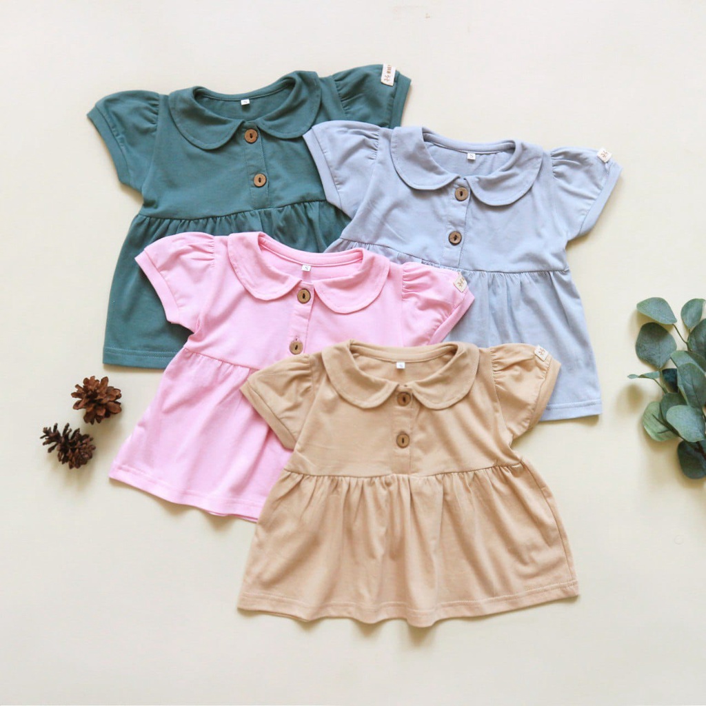 Colar Top Kiekeboo baju kaos atasan anak balita cewek perempuan polos babydoll 1 2 3 4 tahun