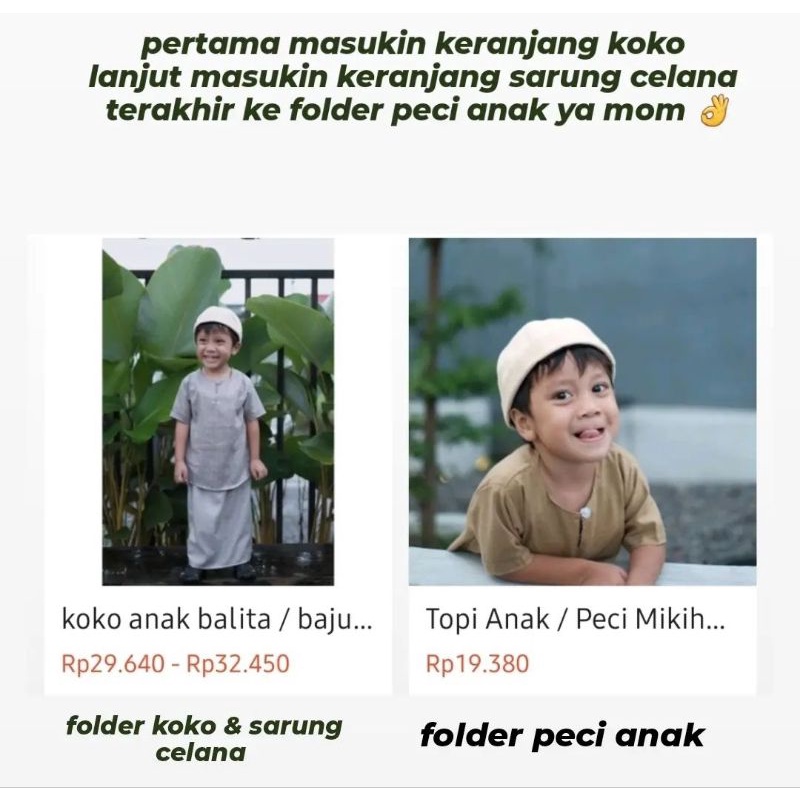 Baju koko anak laki laki/ baju koko balita  katun madina/Koko anak Lebaran / sarung anak laki laki / sarung celana anak