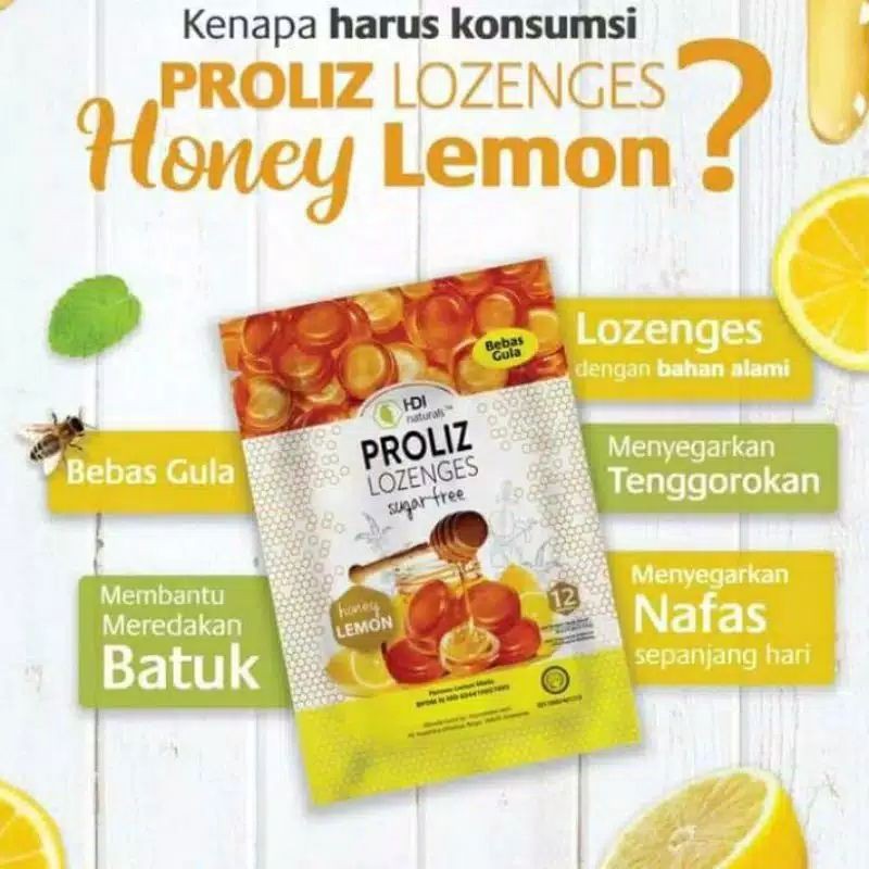 HDI NATURAL PROLIZ LOZENGES PERMEN HONEY LEMON