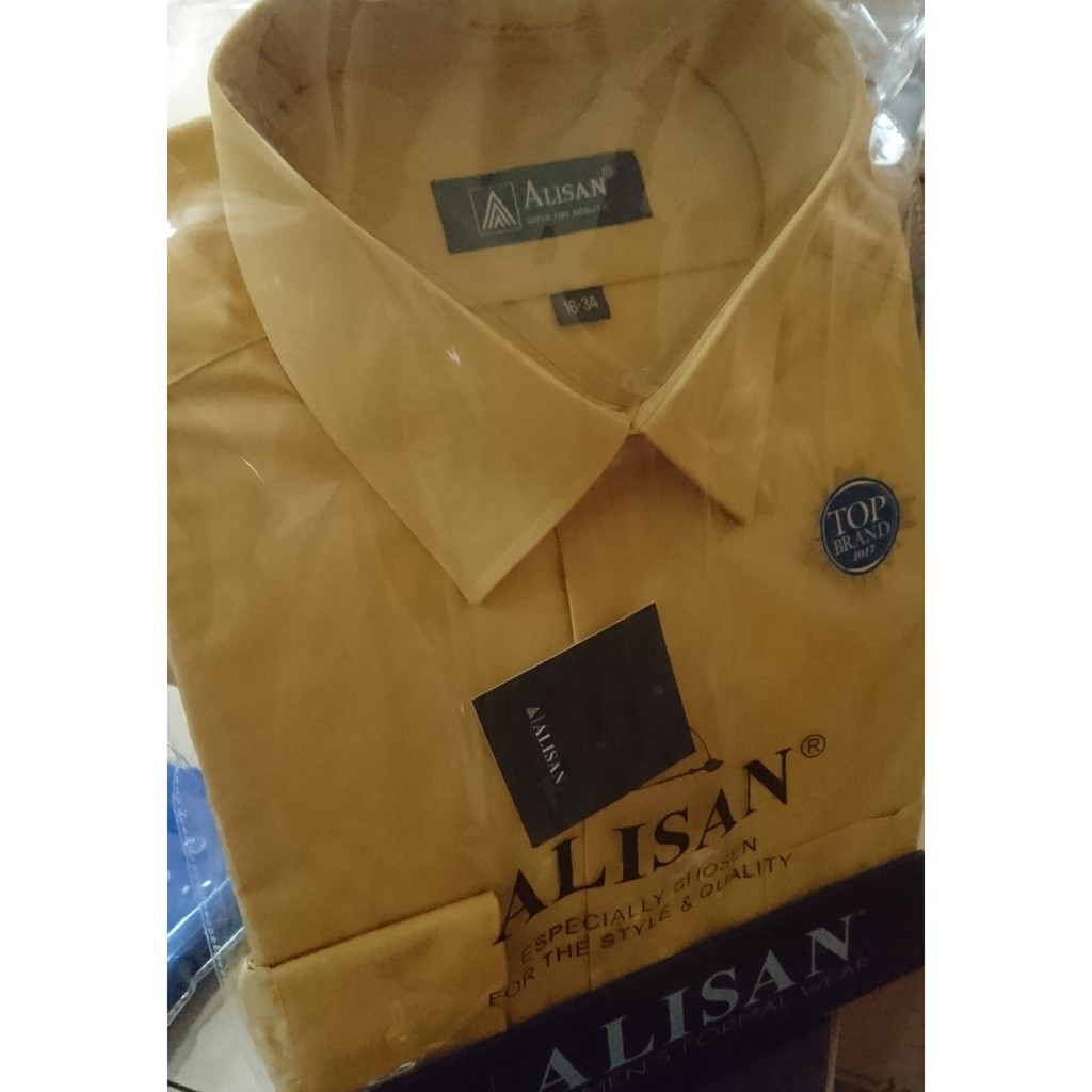 Alisan Original Kemeja Polos Lengan Panjang Reguler Kuning 10 Shopee Indonesia